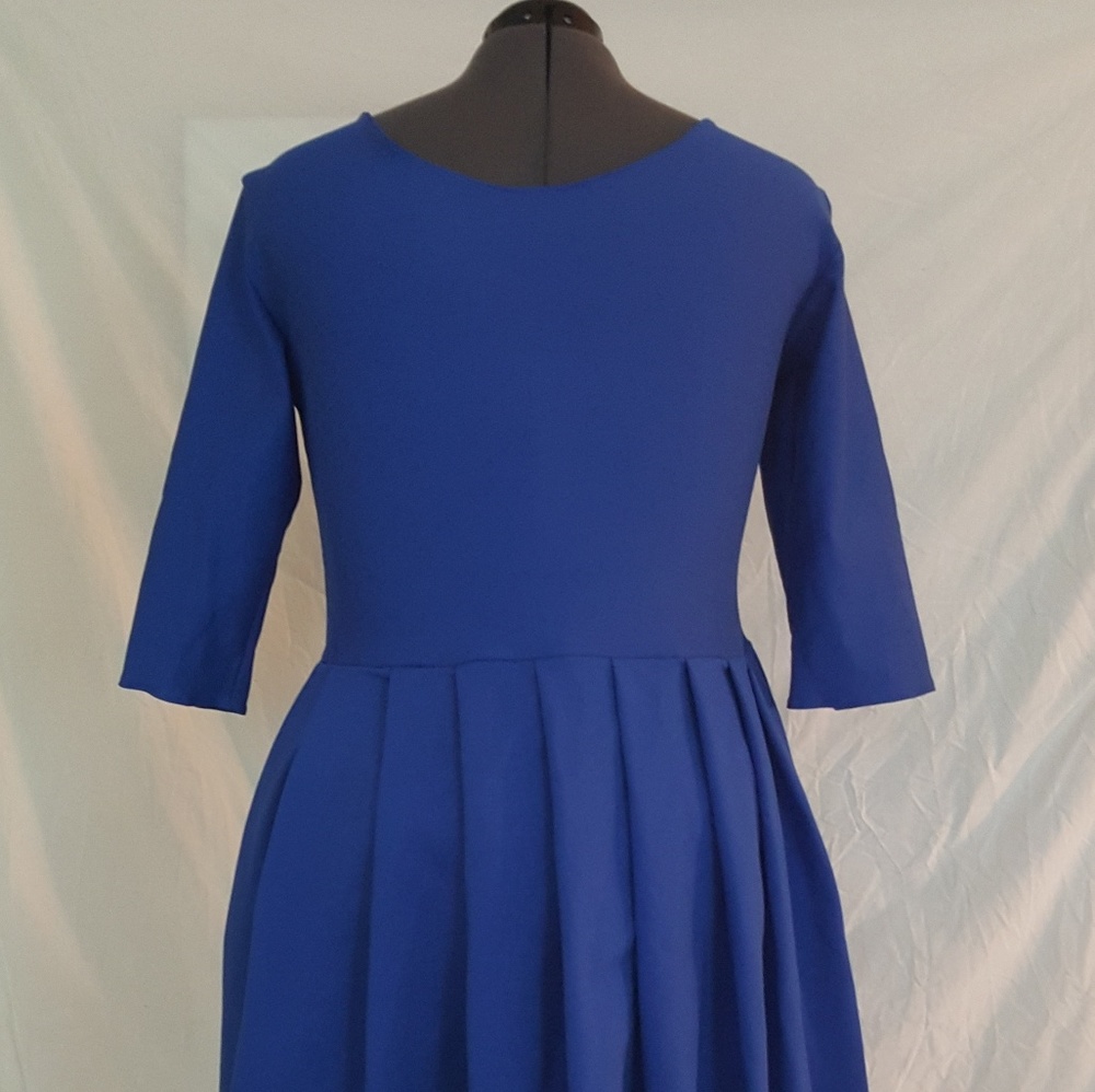 HANDMADE BLUE AND AFRICAN PRINT SKATER DRESS - Picture 5 of 7